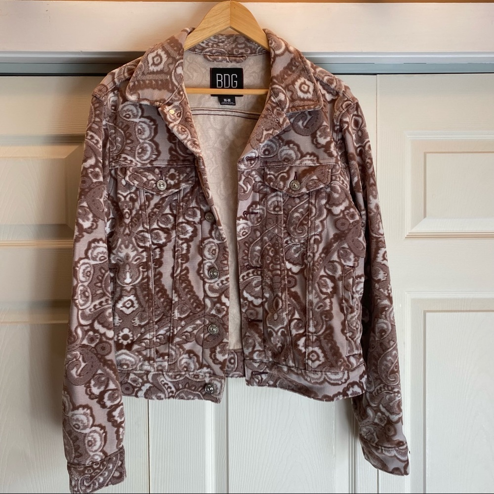 BDG corduroy fleece trucker jacket with paisley pattern